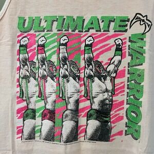 WWF Ultimate Warrior Vintage Shirt Mens XL Graphic Tank Top Pink USA 1990 *READ